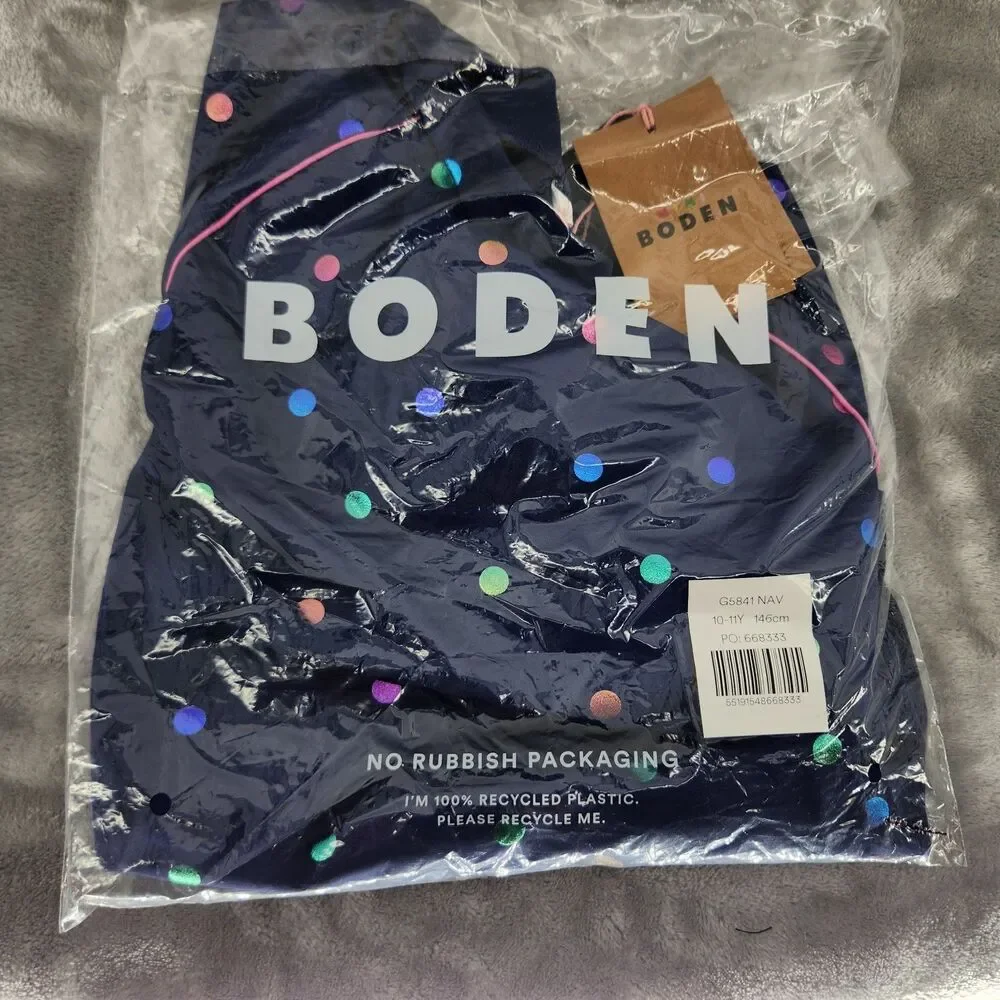 NWT Mini Boden Kids‎ 10-11Y Navy Blue Sunsafe Patterned Rash Vest